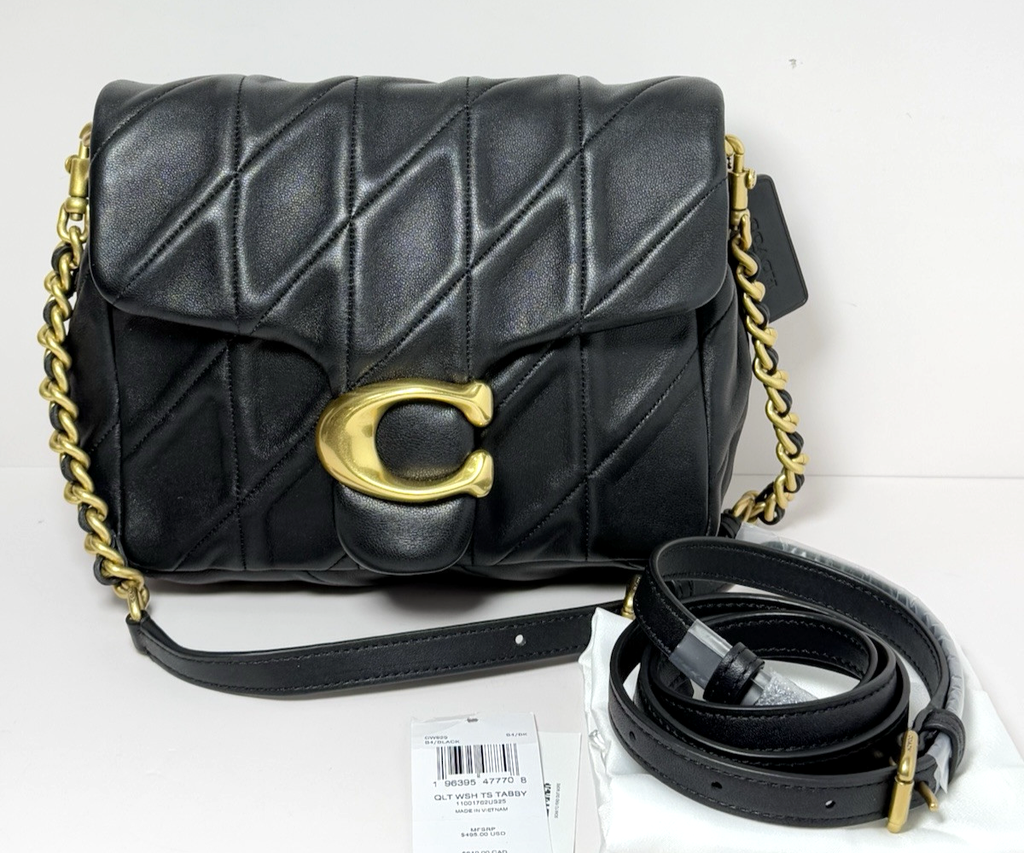 Coach CW629 Square Tabby 20 Nappa Leather Shoulder Bag Black -Unused