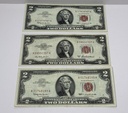 [I-1045] Lot of 3 $2 Bills Red Seal 1963 1963 1953 A