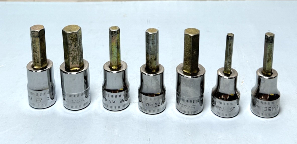 Snap On 7 pc 3/8" Drive Metric Hex Bit Socket Set 4-10 mm