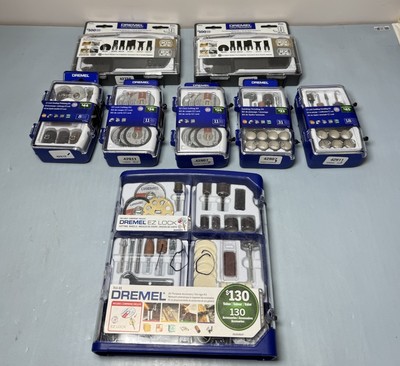 Dremel Rotary Tool Accessory Lot - 8 Kits EZ Lock Cutting,Sanding, Polishing-New