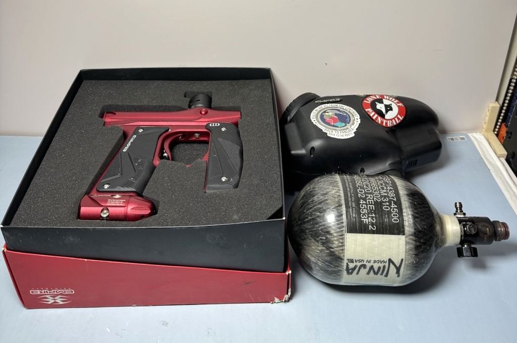 Empire Mini GS Paintball Marker w/ Barrel Kit, Ninja Tank, Speed Loader