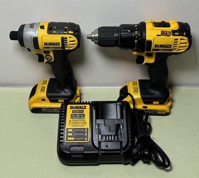 [11627-1] DeWalt DCF885 Impact Driver+DCD780 Drill Kit 20V MAX Cordless w/Charger & 2 Batt