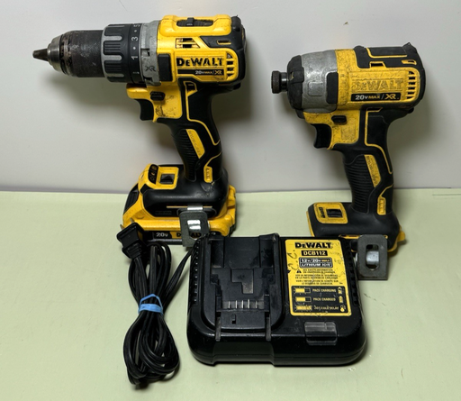 [11664-1] DeWalt 20V MAX XR Brushless Drill DCD791 & Impact Driver DCF887 w/Charger+Batter