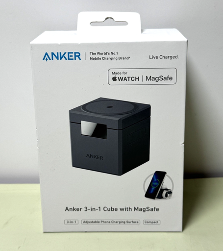 [11866-6] Anker 3-in-1 Cube with MagSafe Y1811JA1-1 Gray Wireless For Apple -New