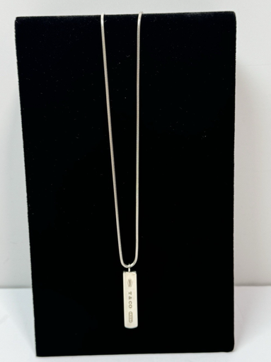 [10117-6] Tiffany & Co 1837 Sterling Silver 925 Bar Pendant 18" Necklace, 2001