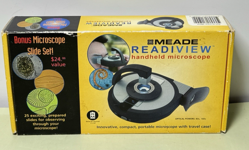 [FRB] Meade ReadView Handheld Microscope 80x160x w/ 25 Slides Set NOB Never Used
