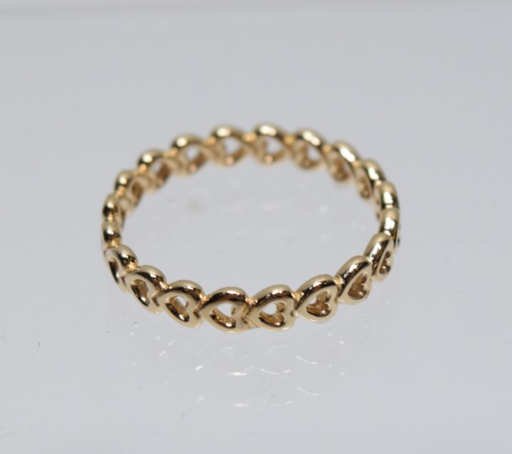 [11998-2] PANDORA Band Of Hearts 14k Yellow Gold Ring Band Size 6.75