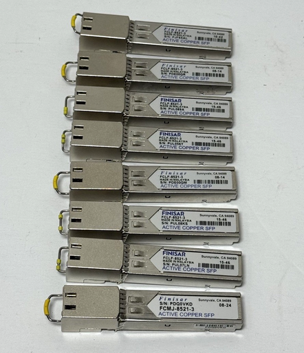 [frb from 12139] Lot of 8 Finisar FCLF-8521-3 Active Copper SFP Transceivers – Tested Pulls