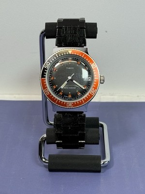 [12153-2] ⭐ Timex Vintage Marlin Diver Watch Coke Bezel Manual Wind Date Taiwan Runs