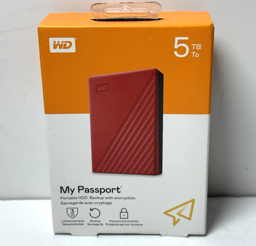 [13014-1] WD 5TB My Passport Portable External Hard Drive HDD-WDBPKJ0050BRD-WESN