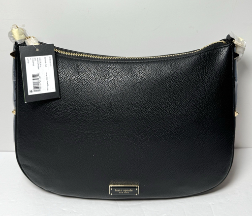 [13088-2] Kate Spade New York Liv Large Hobo Leather Shoulder Bag Black Gold *No strap*