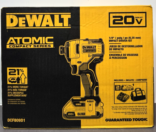 [13418-2] DEWALT DCF809D1 20V Max Brushless 1/4" Impact Driver Kit - New Factory Sealed