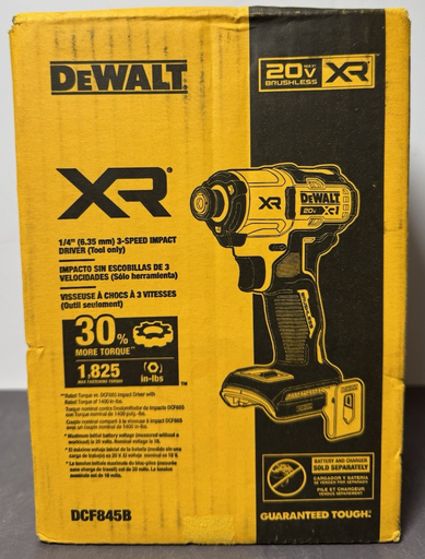 [13415-1] DeWALT 20V Max Brushless 3-Speed 1/4" Impact Driver DCF845B - New FACTORY Sealed