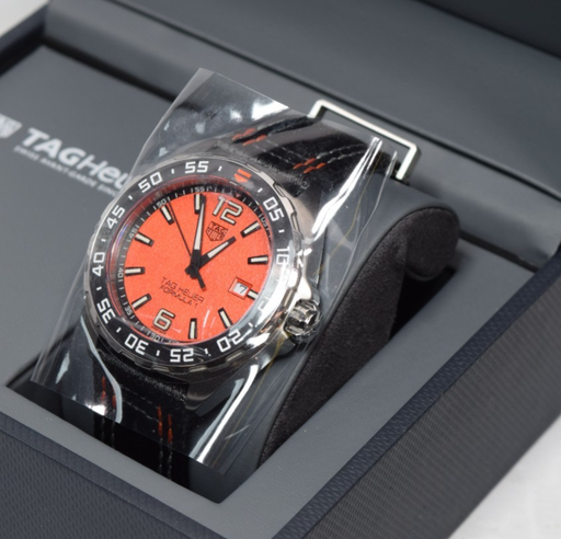 [13288-1] Tag Heuer Formula 1 Orange Dial 43 mm Box Stainless Steel Quartz WAZ101A.FC8305
