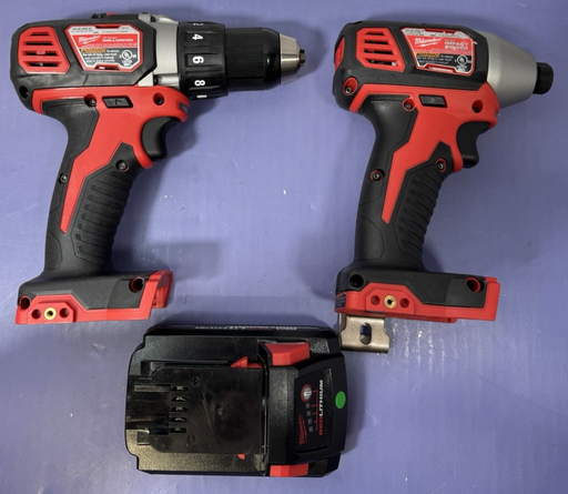 [13405-1, 13405-21] Milwaukee Impact /Driver Combo 2656-20 2606-20 M18 + 3.0AH Batttery
