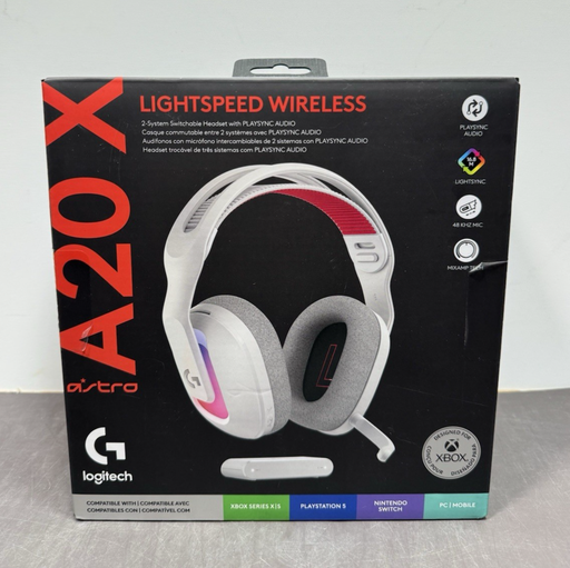 [13586-2] New Sealed Logitech Astro A20X Light Speed Wireless Gaming Headset White