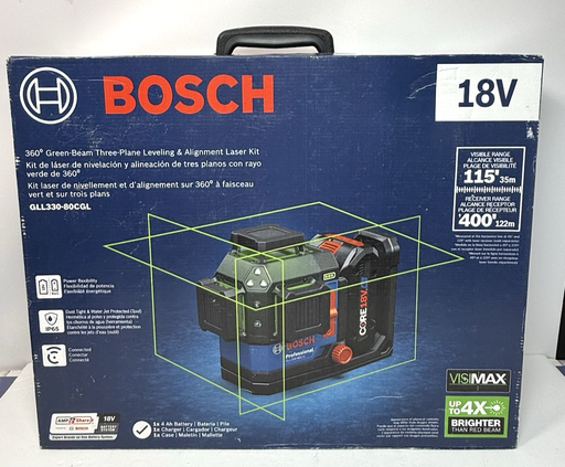 [13686-1] BOSCH GLL330-80CGL 18V Green-Beam Three-Plane Leveling Alignment Laser-New
