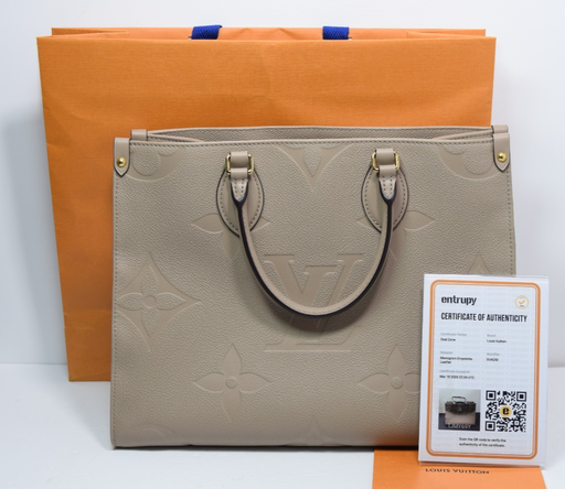 [13763-1] LV OnTheGo MM Bicolor Monogram Empreinte Leather M45607 Turtledove color