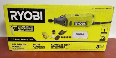 [13851-4] RYOBI RRT100 1.2Amp Corded Rotary Tool Kit Quick Change Corded NEW IN SEALED BOX