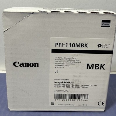[13846-8] Canon PFI-110MBK PFI-110 MBK Ink Cartridge - Matte Black 2367C001[AA] NEW SEALED
