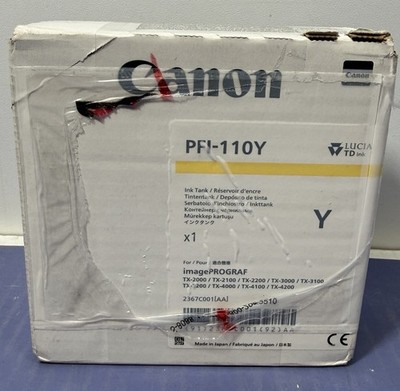 [13846-10] 09/28 GENUINE CANON PFI-110Y YELLOW 160ml Ink Tank TX-2000/3000/4000 SEALED