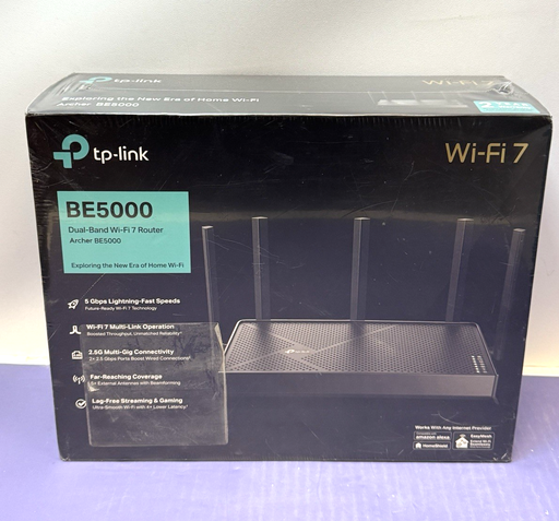 [13852-1] Brand NEW TP-Link Archer BE5000 Dual-Band Wi-Fi 7 Router Black