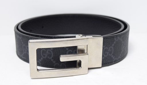 [9271-2] Gucci GG Supreme Reversible Leather Belt 626974 K9GSN Size 80/32 Black