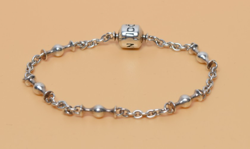 [FRB] Pandora Sterling Silver Five Station Clip Bracelet 7" ALE 925