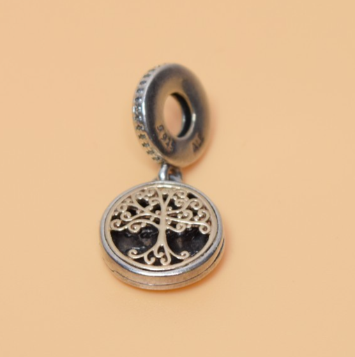 [FRB] Pandora Charm 2-Tone Family Roots Dangle, 791988CZ, Silver, 14K