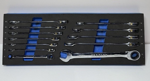 [I-1081] Cornwell Metric Ratcheting Wrench Set 8-19mm Blue Power