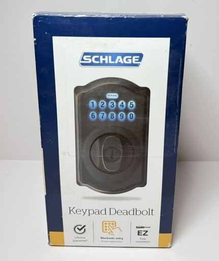 [8438-1] Schlage BE365 V CAM 716 Camelot Keypad Deadbolt In Aged Bronze  -New