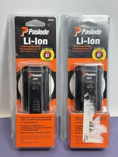 [9253-9] 2x Paslode 902654 Lithium Ion Rechargeable Battery New Factory Sealed
