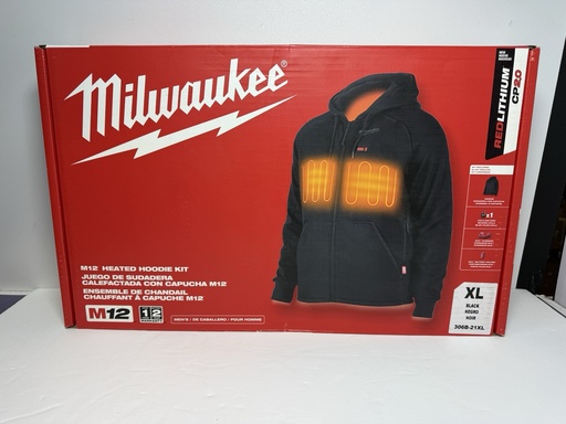 [9230-1] 12V Milwaukee 306B-21XL M12 X-Large Heated Hoodie Sweater Battery & Charger Kit