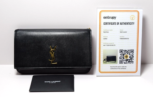 [0] Saint Laurent Classic Monogram Phone Holder Shoulder Leather Black