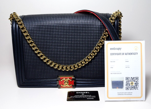 [FRB BtR] Chanel Boy Flap Bag Cube Embossed Lambskin Large - Blue