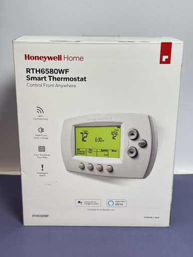 [9349-1] New Honeywell RTH6580WF Wi-Fi 7-Day Programmable Thermostat White Residential