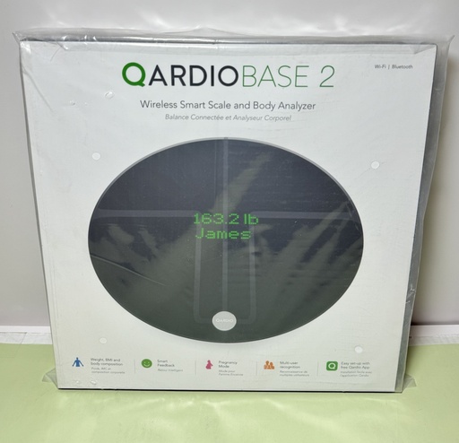 [9462-2,9536-2, 9514-2] Qardio Base 2 Wireless Smart Scale &Body Analyzer, WiFi-Bluetooth - Black