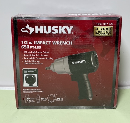 [9494-5] Husky 1003097323 1/2" Pneumatic 650 FT-LBS Impact Wrench