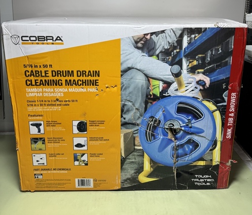 [9399-3] Cobra 5/16 in. x 50 ft. Cable Drum Drain Cleaning Machine - BC260C