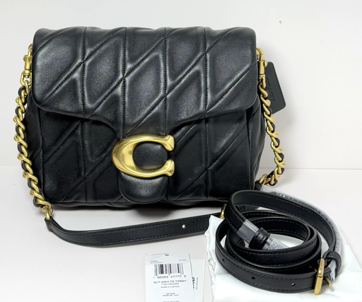 [9204-5] Coach CW629 Square Tabby 20 Nappa Leather Shoulder Bag Black -Unused