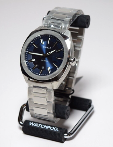 [9548-1] New Gucci GG2570 Dark Blue Dial Stainless Steel Watch YA142303