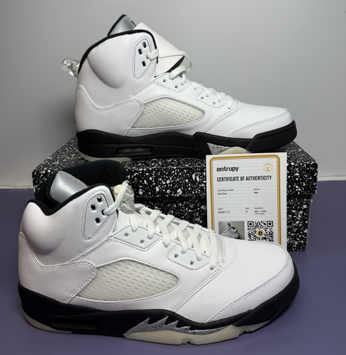 [9803-1] Size 12 - Air Jordan 5 Retro White Black DD0587-110 - DEADSTOCK