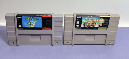 Super Nintendo SNES lot - Super Mario Kart & Super Mario World -Authentic Tested