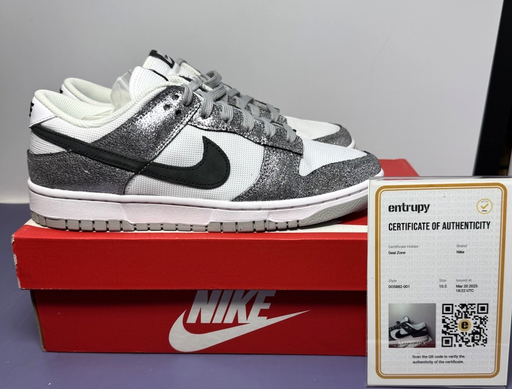 [9884-4] Nike Women's Dunk Low Metallic Silver Black White - DO5882-001 US Size 10.5W