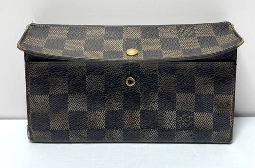 [FRB] Louis Vuitton Damier Porte Feuille Sarah Long Bifold Wallet Brown-Fair condition