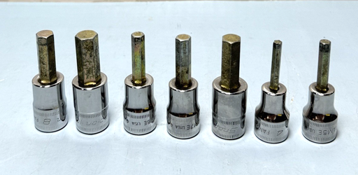 [10006-1] Snap On 7 pc 3/8" Drive Metric Hex Bit Socket Set 4-10 mm