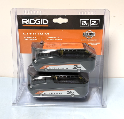 [10456-1] RIDGID AC8400802P 18V Compact Lithium-Ion Battery 2-Pack