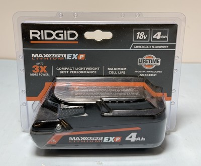 [10456-2] New - RIDGID AC840041 18V 4.0 Ah MAX Output EXP Lithium-Ion GENUINE Battery