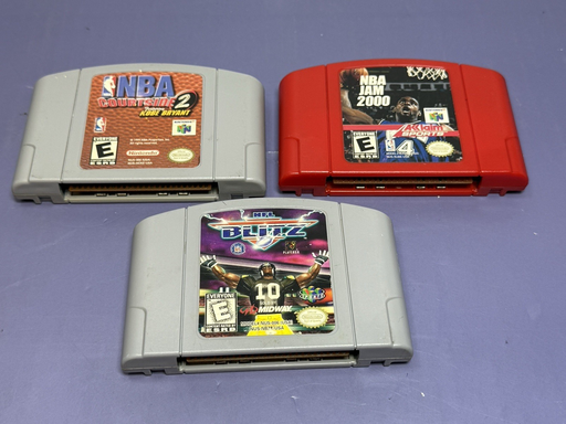 [10623-13] Nintendo 64 Sports Game Lot – NFL Blitz 2000, NBA Jam 2000, Courtside 2 N64