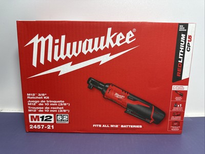 [10652-4] Milwaukee M12 Cordless Electric 3/8in. Ratchet Kit, With 1 Battery, 12 Volt,